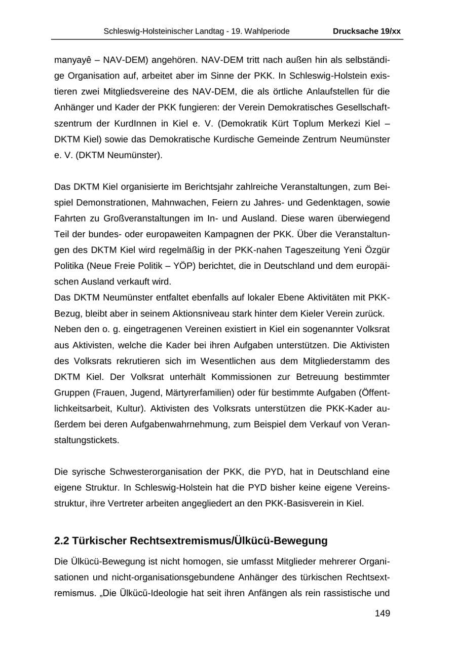 Seite 161 des Verfassungsschutzbericht 2018 Schleswig-Holstein
