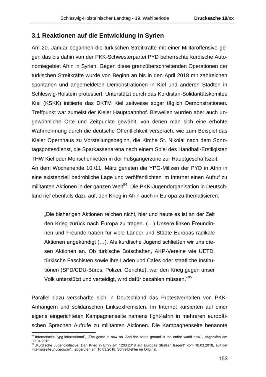 Seite 165 des Verfassungsschutzbericht 2018 Schleswig-Holstein
