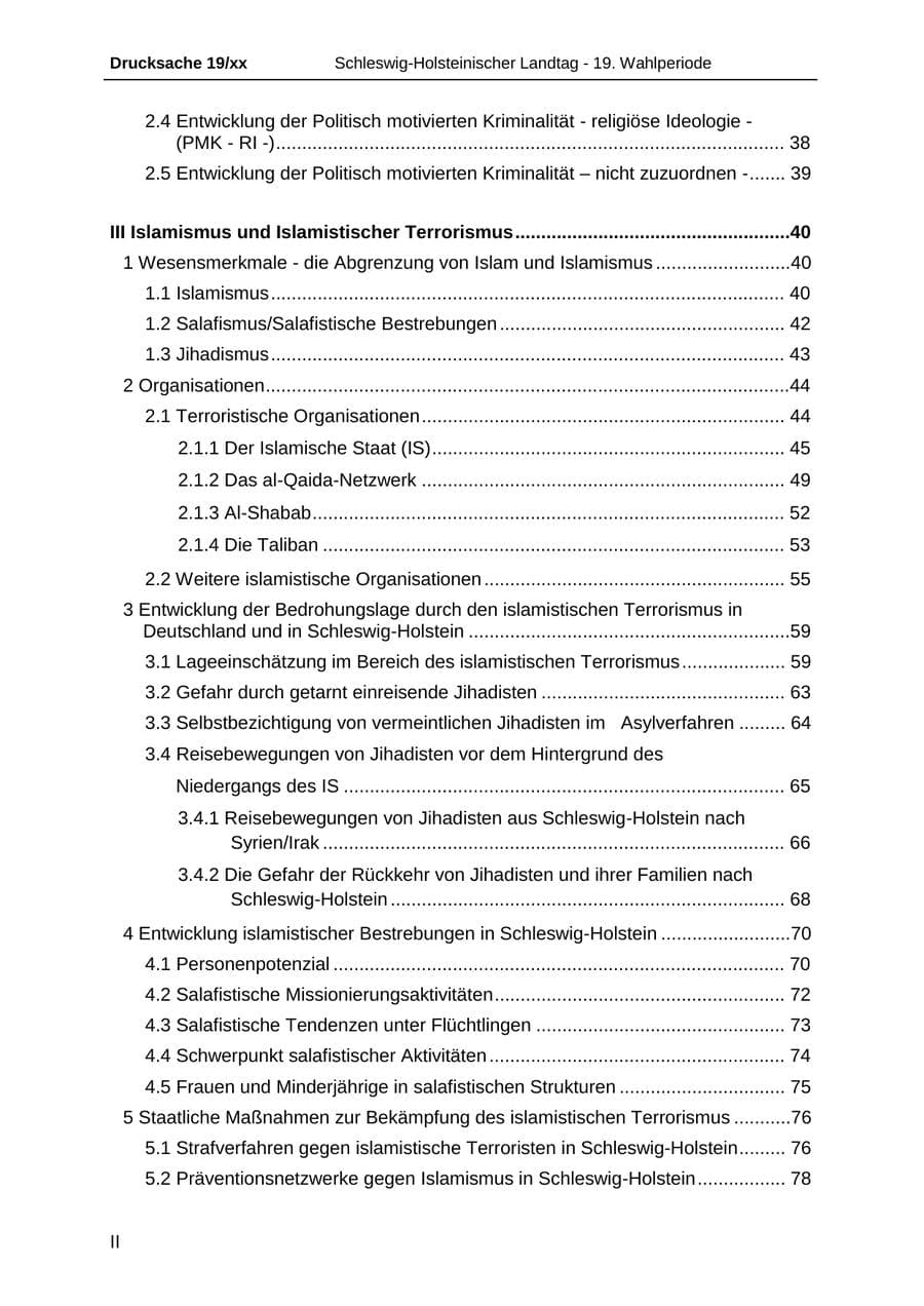 Seite 3 des Verfassungsschutzbericht 2018 Schleswig-Holstein