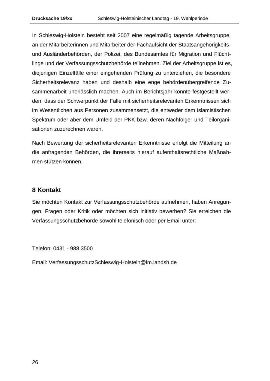 Seite 38 des Verfassungsschutzbericht 2018 Schleswig-Holstein