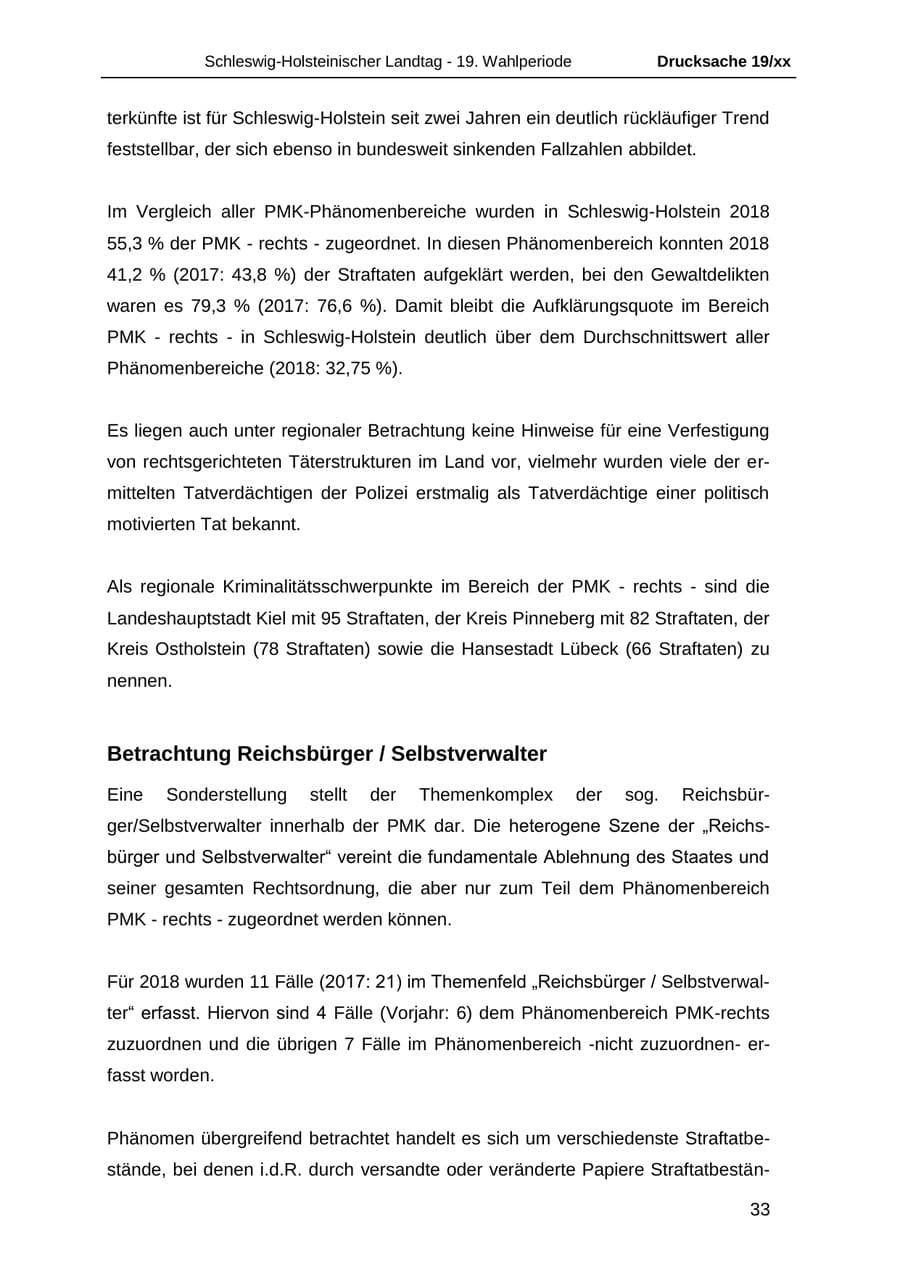 Seite 45 des Verfassungsschutzbericht 2018 Schleswig-Holstein
