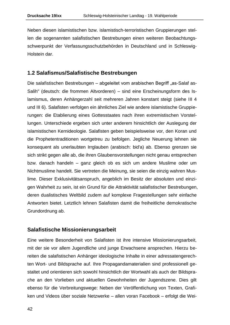 Seite 54 des Verfassungsschutzbericht 2018 Schleswig-Holstein