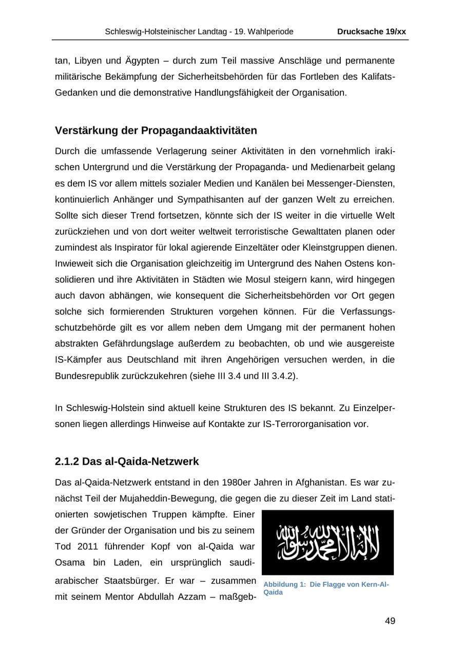 Seite 61 des Verfassungsschutzbericht 2018 Schleswig-Holstein