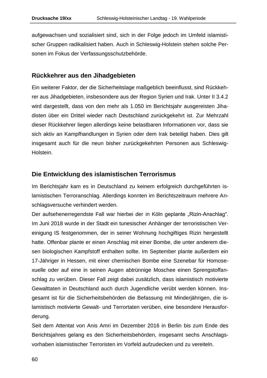 Seite 72 des Verfassungsschutzbericht 2018 Schleswig-Holstein