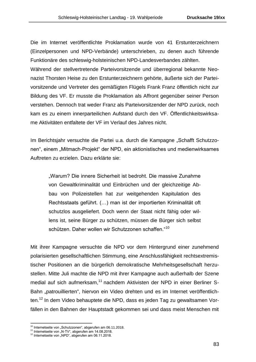 Seite 95 des Verfassungsschutzbericht 2018 Schleswig-Holstein