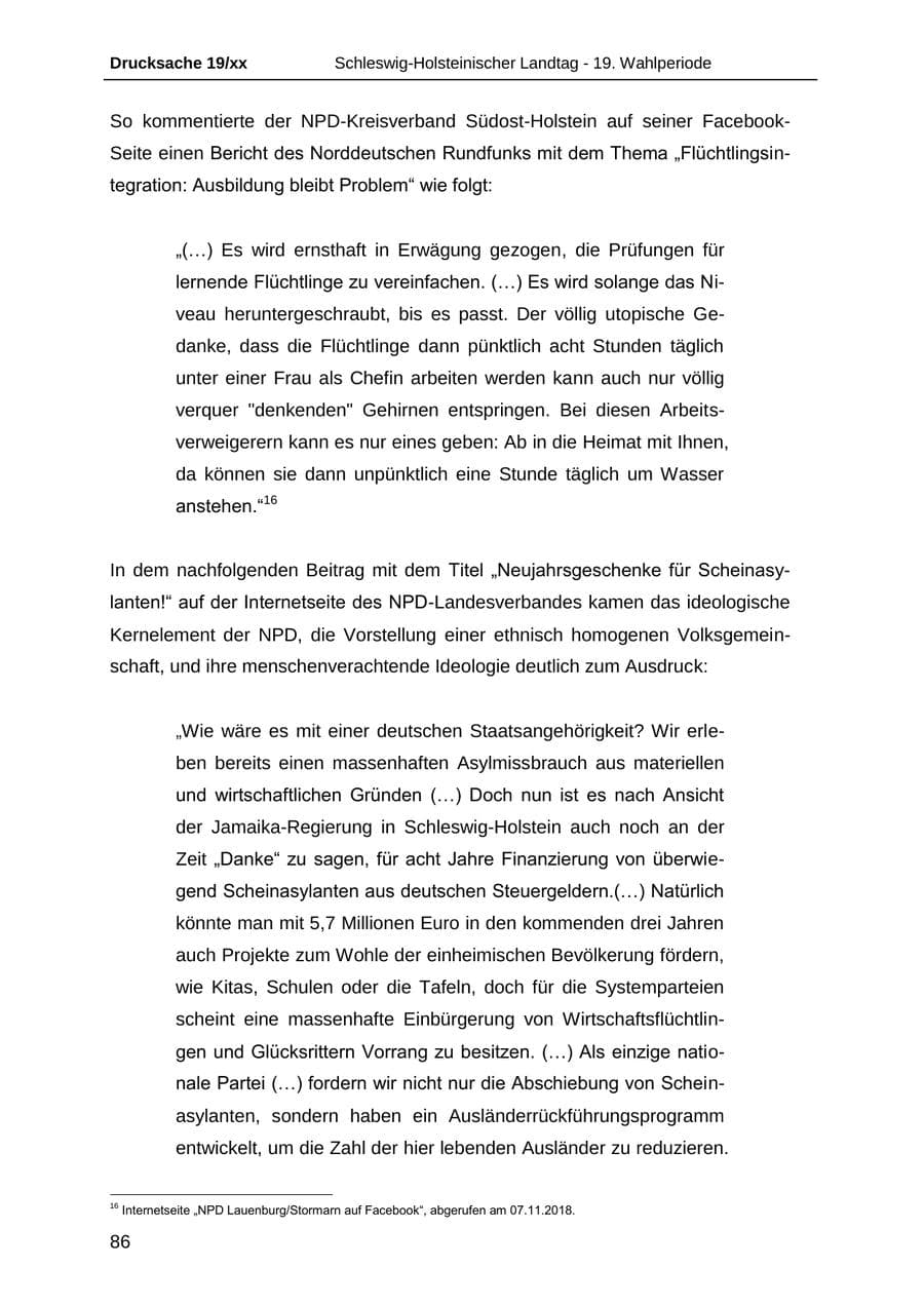 Seite 98 des Verfassungsschutzbericht 2018 Schleswig-Holstein