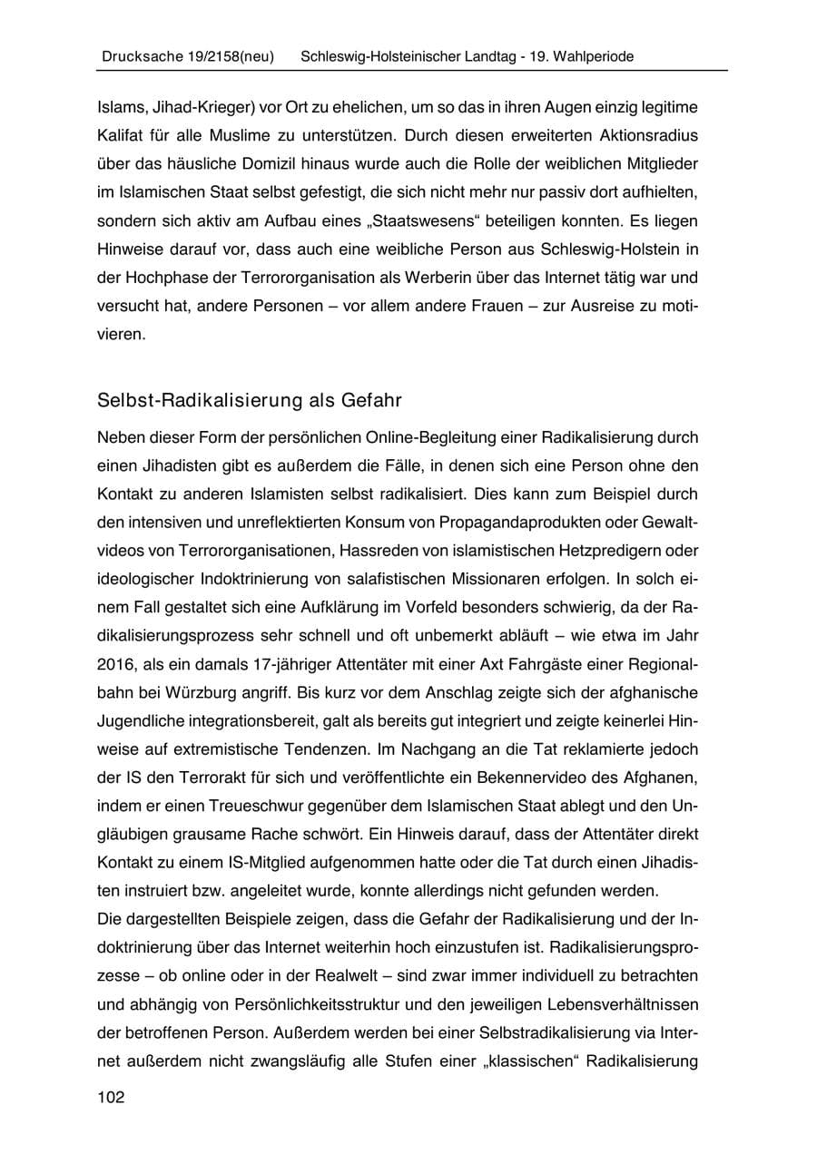 Seite 116 des Verfassungsschutzbericht 2019 Schleswig-Holstein