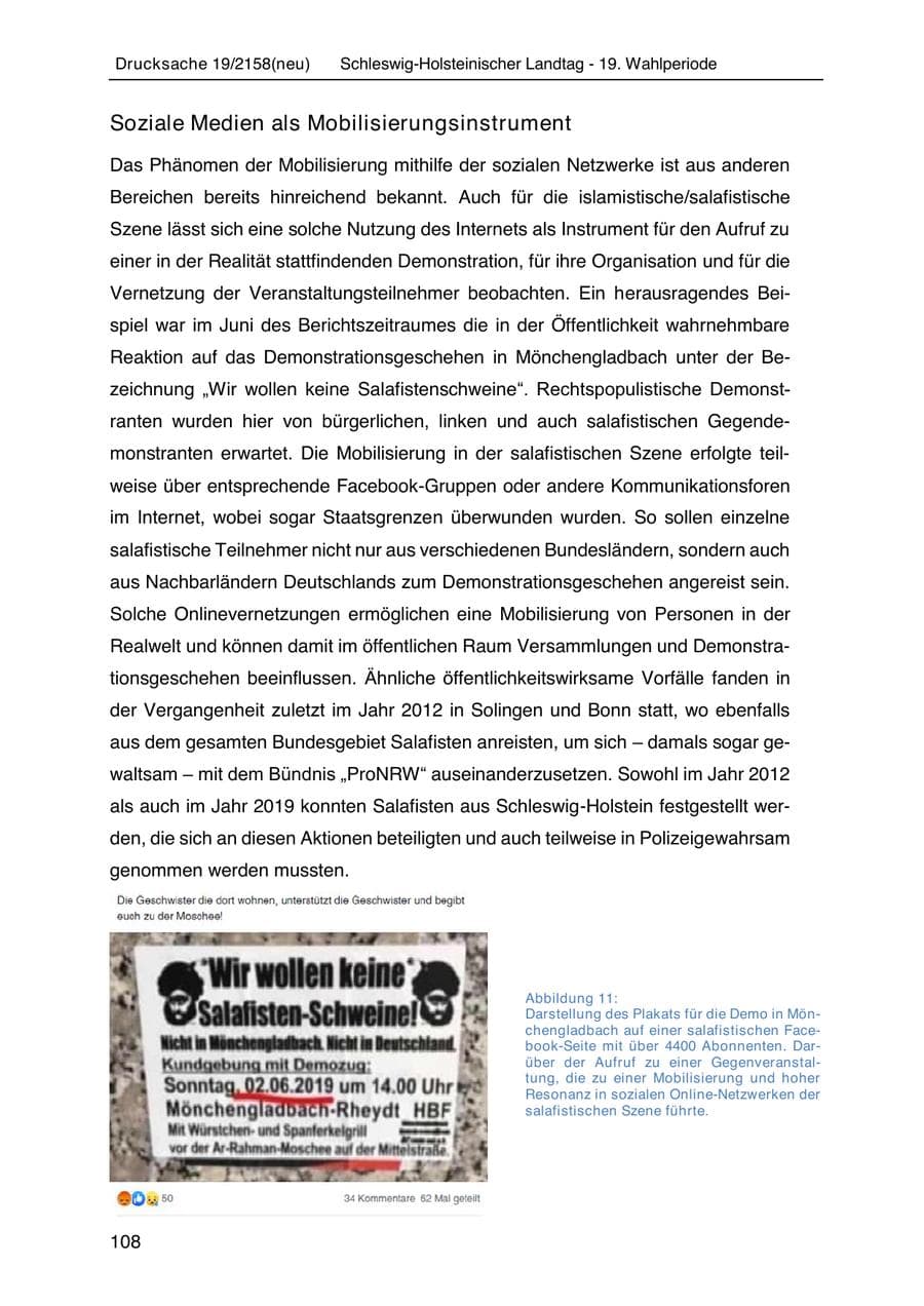 Seite 122 des Verfassungsschutzbericht 2019 Schleswig-Holstein