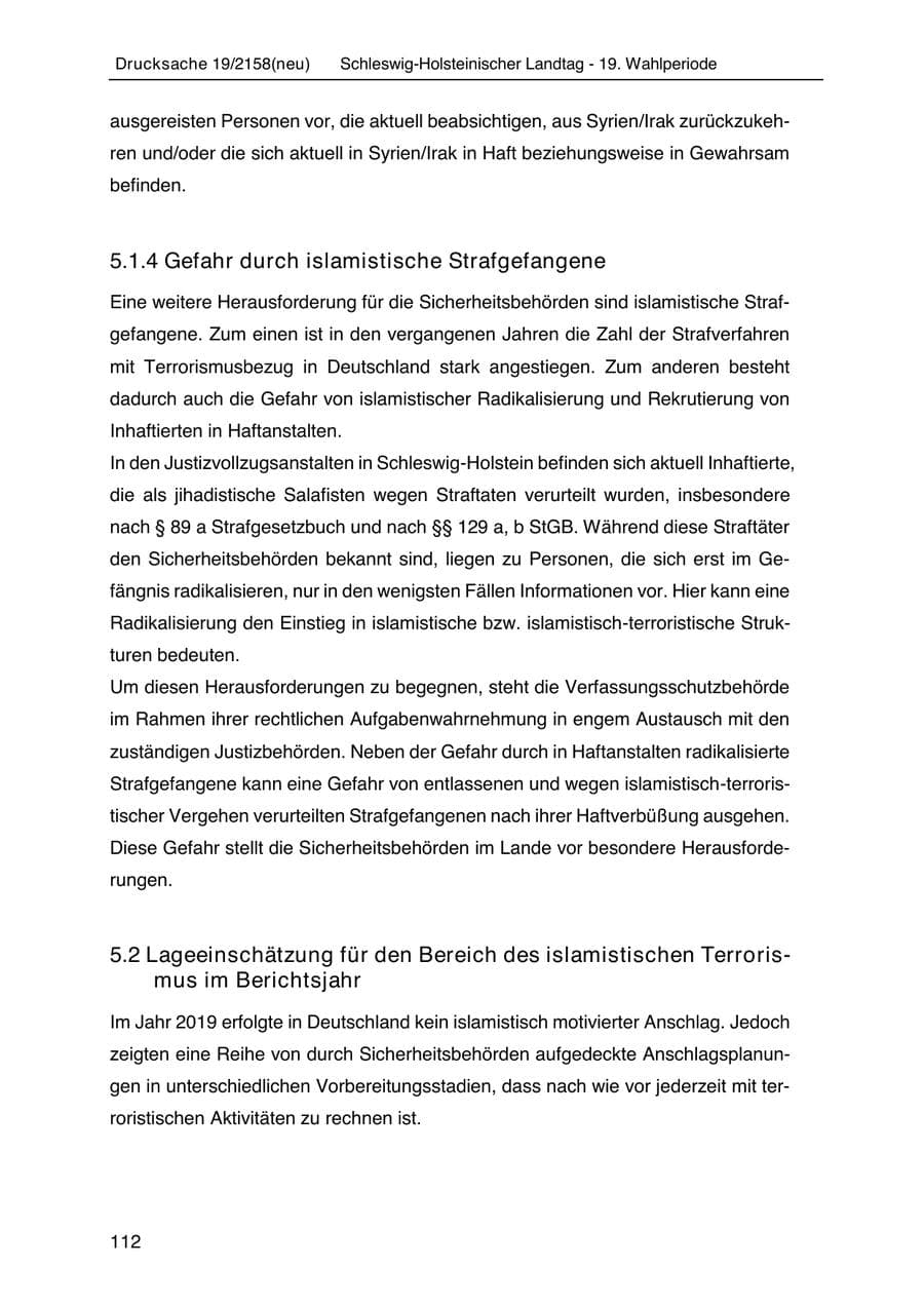 Seite 126 des Verfassungsschutzbericht 2019 Schleswig-Holstein