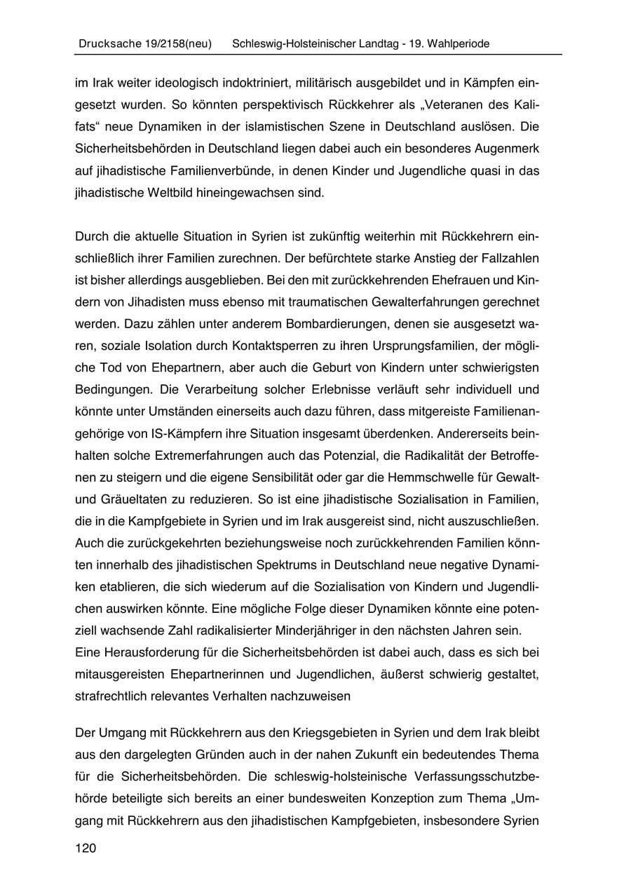 Seite 134 des Verfassungsschutzbericht 2019 Schleswig-Holstein