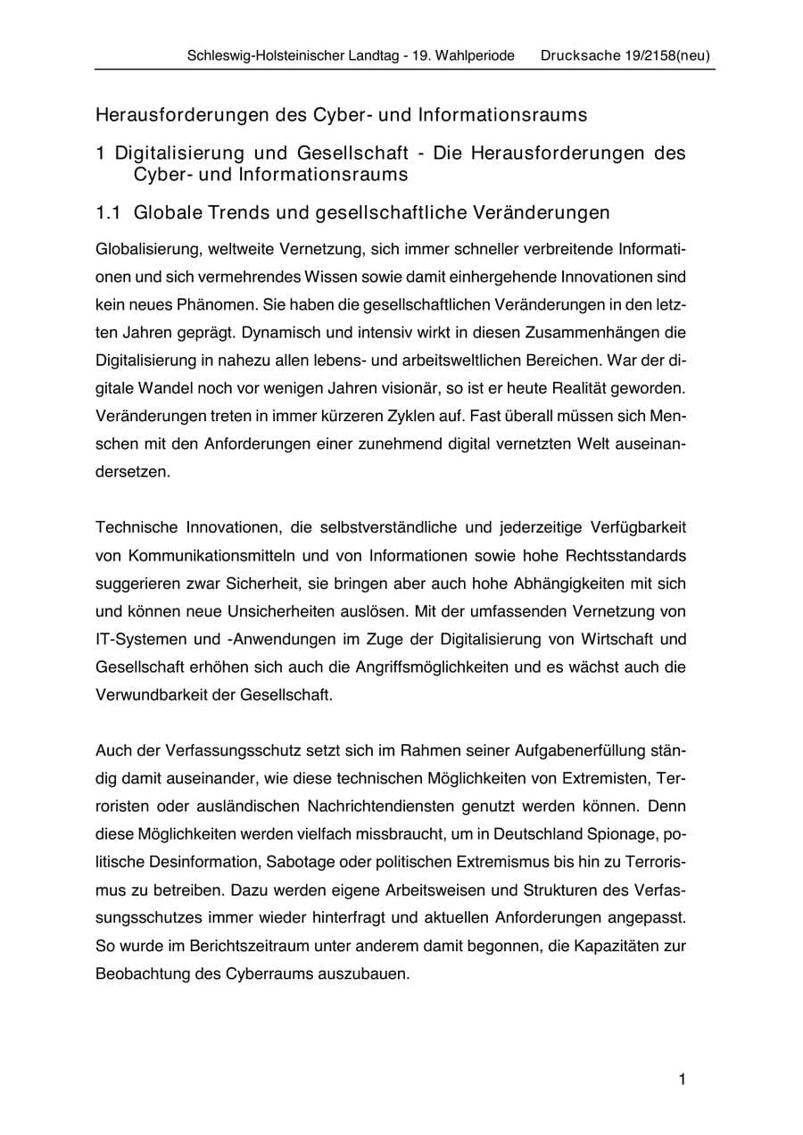 Seite 15 des Verfassungsschutzbericht 2019 Schleswig-Holstein