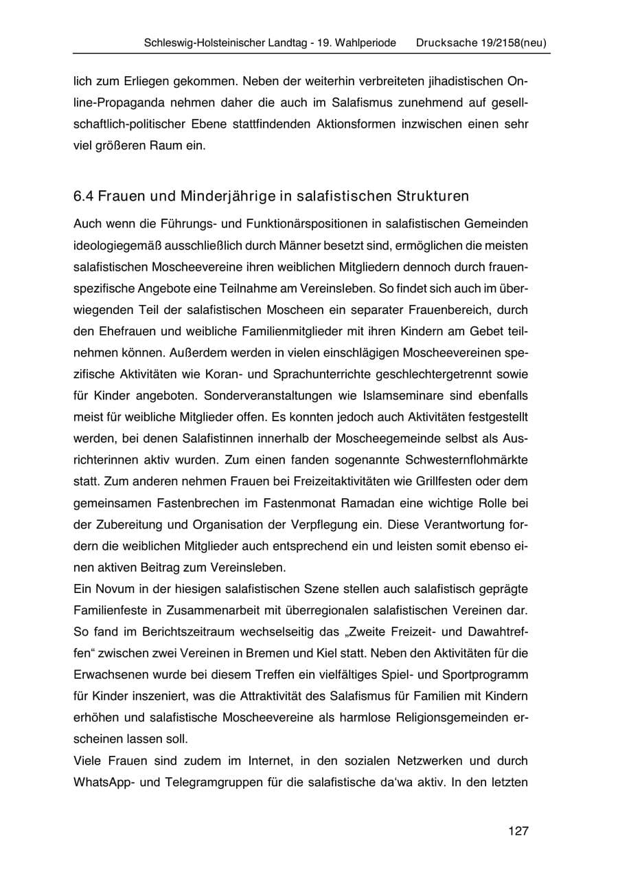 Seite 141 des Verfassungsschutzbericht 2019 Schleswig-Holstein