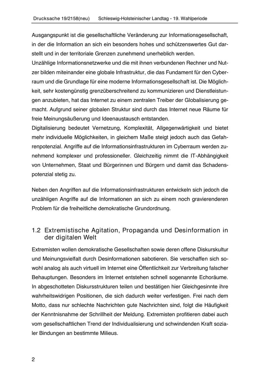 Seite 16 des Verfassungsschutzbericht 2019 Schleswig-Holstein