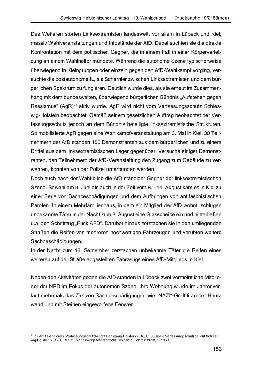 Seite 167 des Verfassungsschutzbericht 2019 Schleswig-Holstein