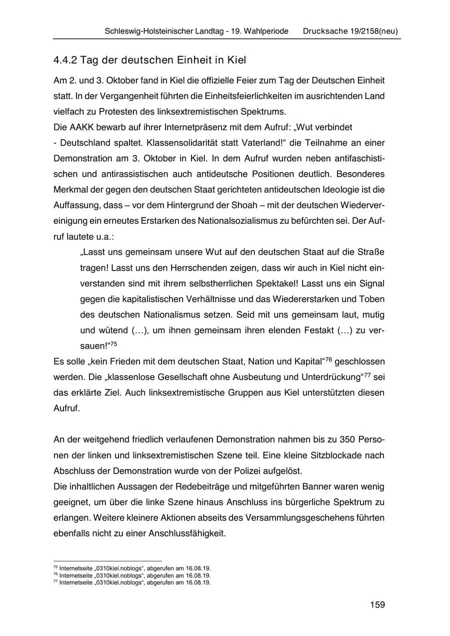Seite 173 des Verfassungsschutzbericht 2019 Schleswig-Holstein