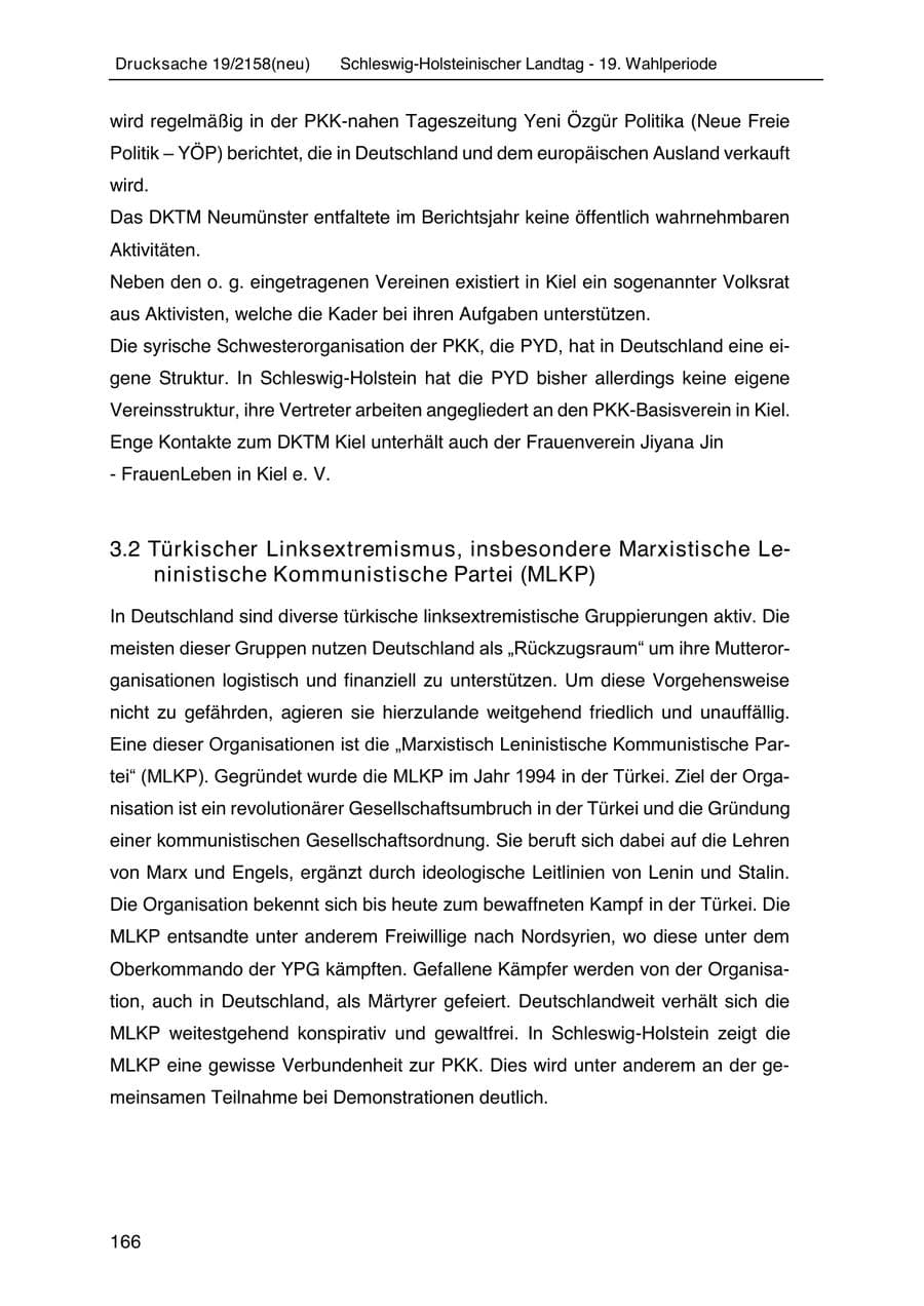 Seite 180 des Verfassungsschutzbericht 2019 Schleswig-Holstein