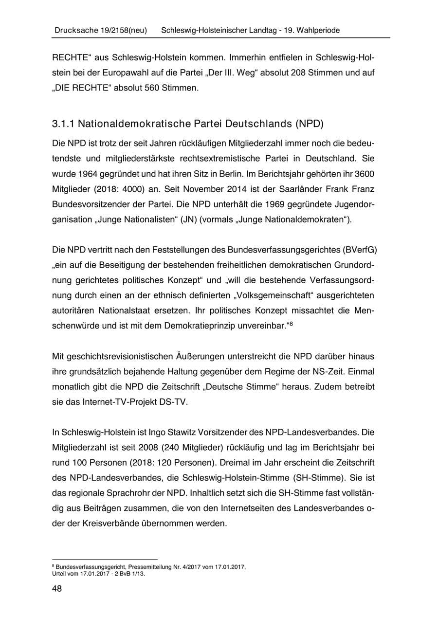 Seite 62 des Verfassungsschutzbericht 2019 Schleswig-Holstein