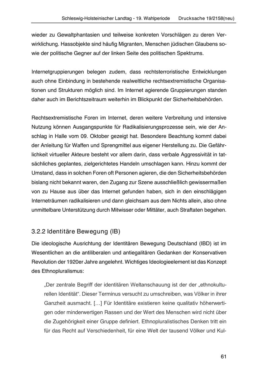 Seite 75 des Verfassungsschutzbericht 2019 Schleswig-Holstein