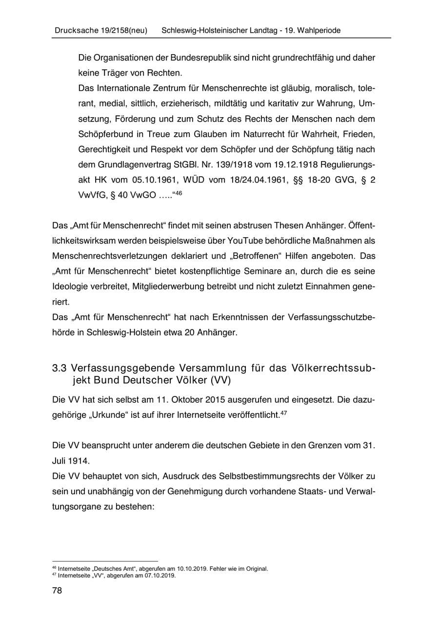 Seite 92 des Verfassungsschutzbericht 2019 Schleswig-Holstein