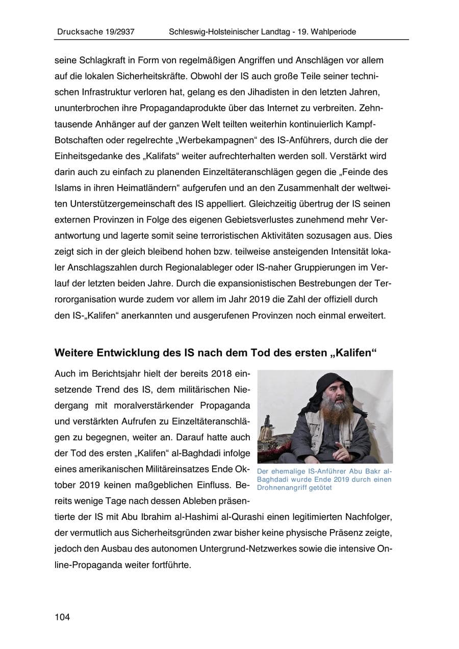 Seite 116 des Verfassungsschutzbericht 2020 Schleswig-Holstein