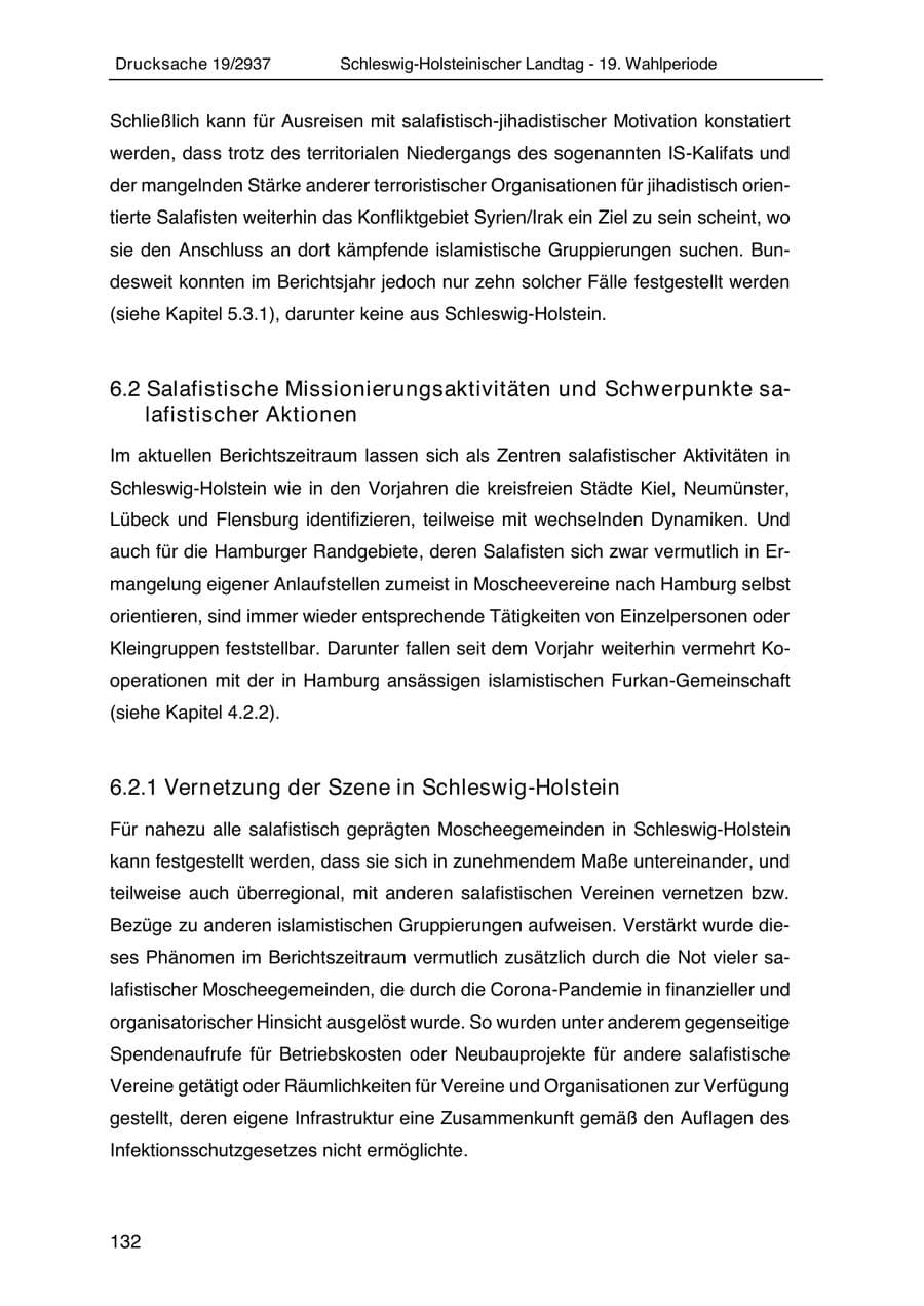 Seite 144 des Verfassungsschutzbericht 2020 Schleswig-Holstein