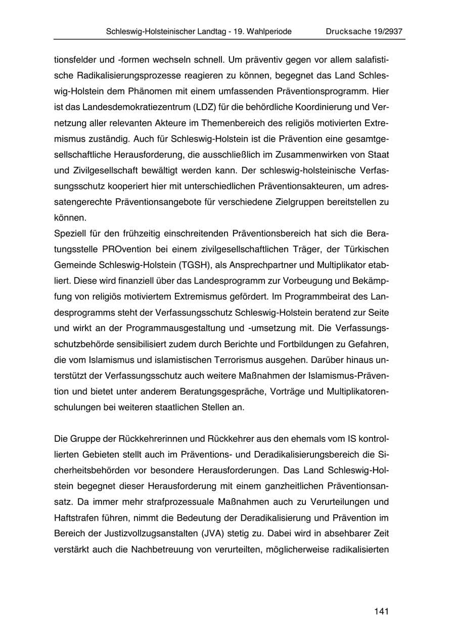 Seite 153 des Verfassungsschutzbericht 2020 Schleswig-Holstein