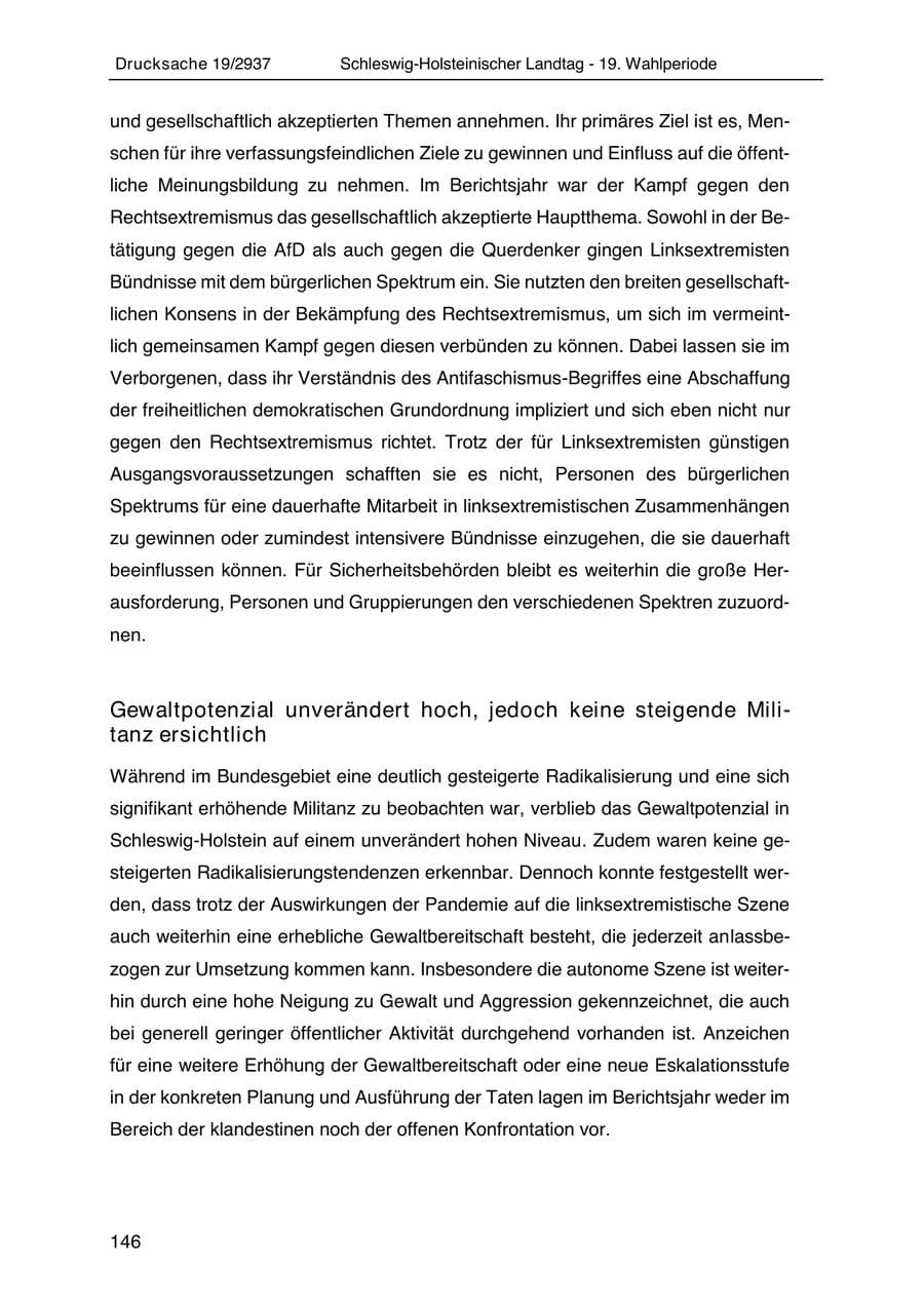 Seite 158 des Verfassungsschutzbericht 2020 Schleswig-Holstein