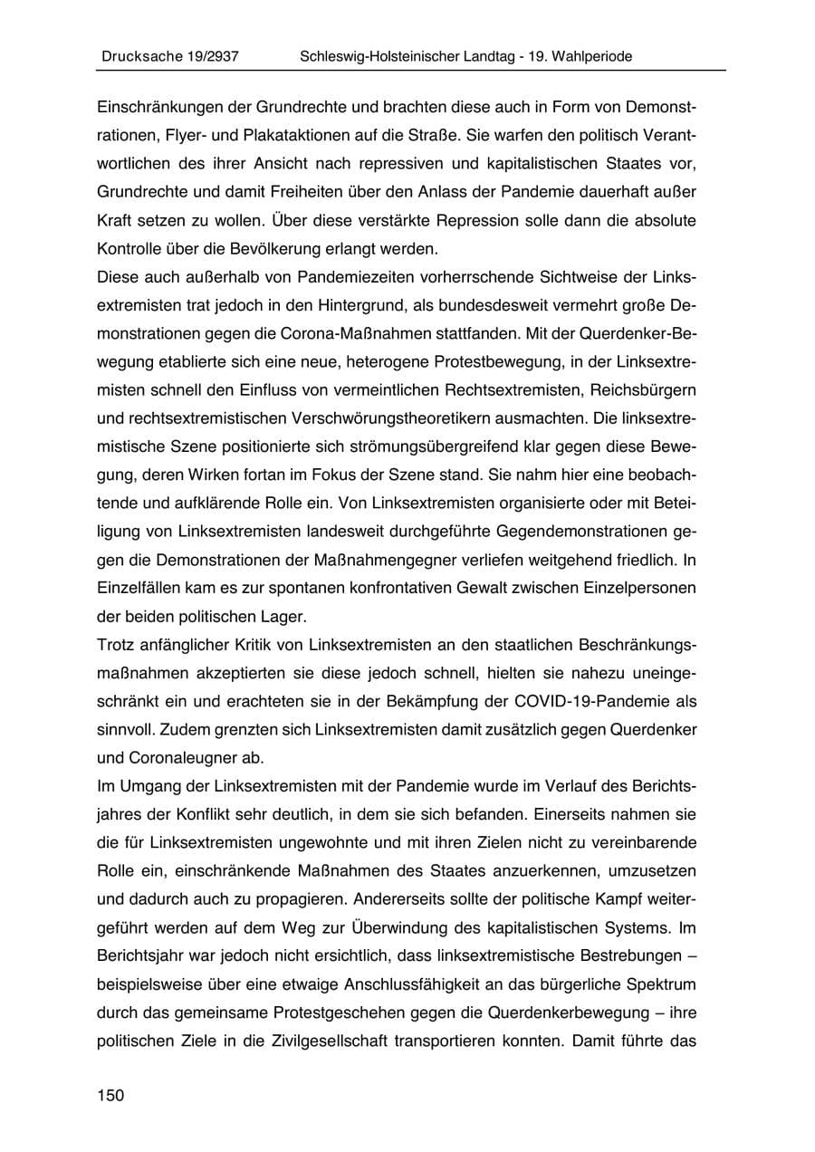 Seite 162 des Verfassungsschutzbericht 2020 Schleswig-Holstein