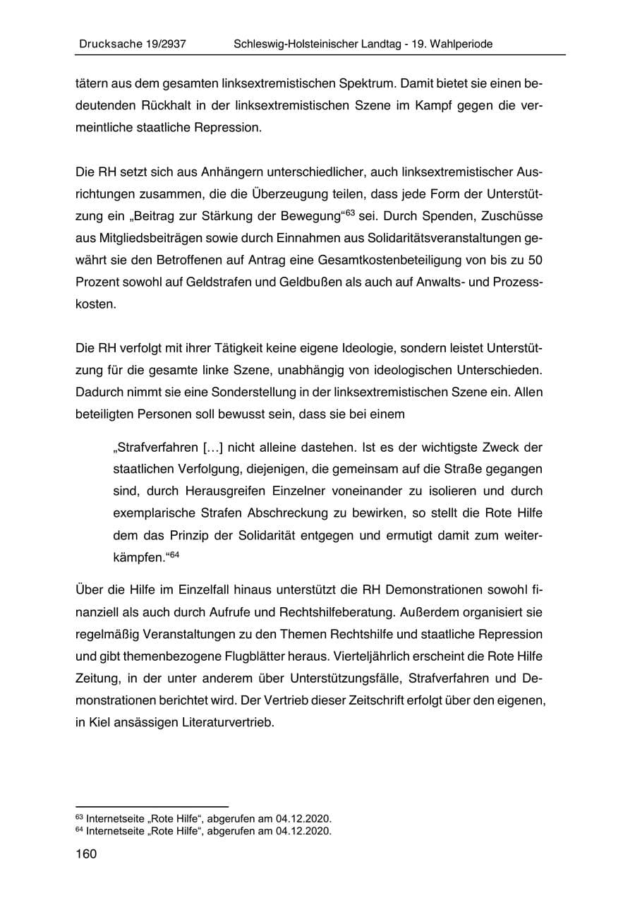 Seite 172 des Verfassungsschutzbericht 2020 Schleswig-Holstein