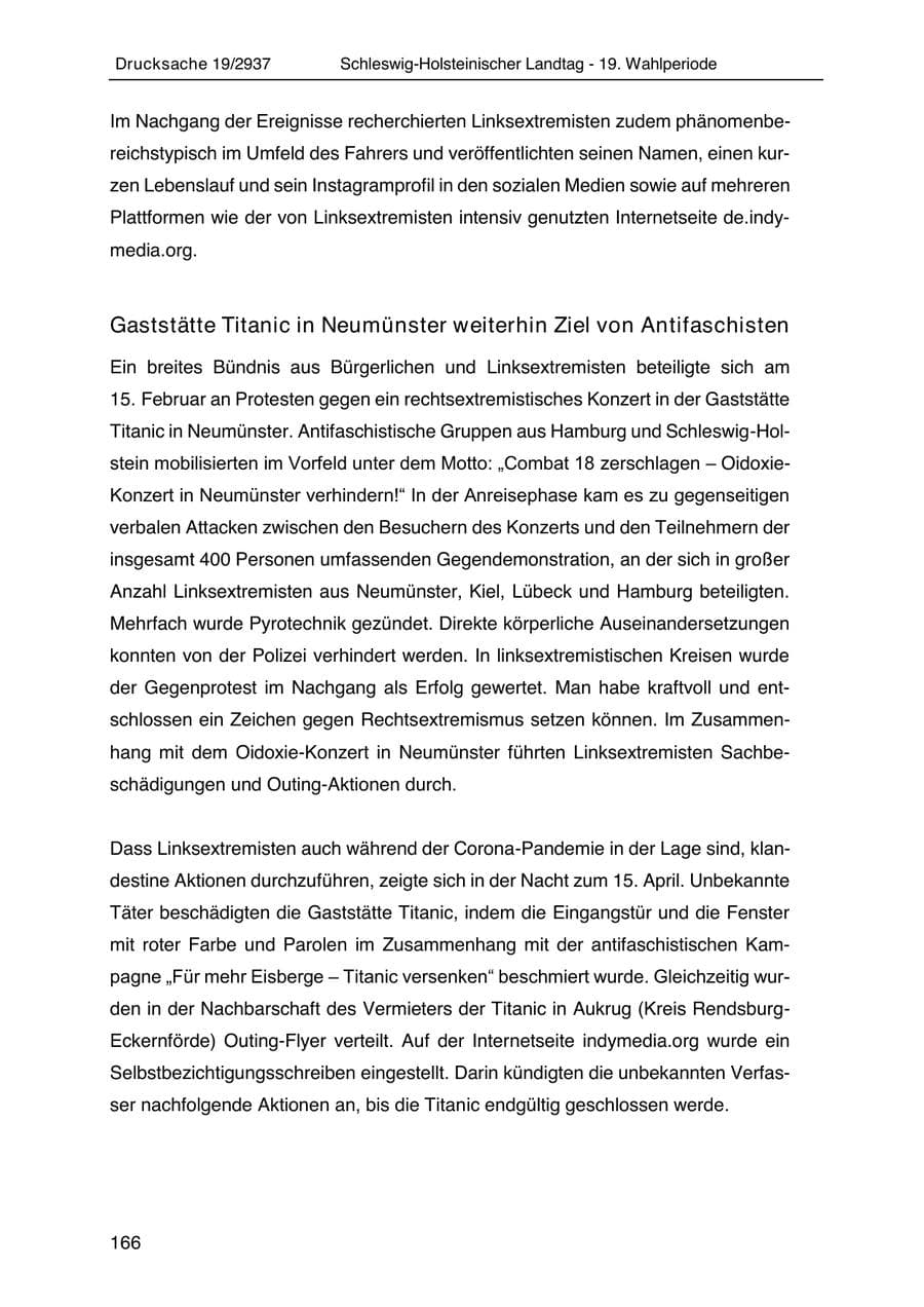 Seite 178 des Verfassungsschutzbericht 2020 Schleswig-Holstein