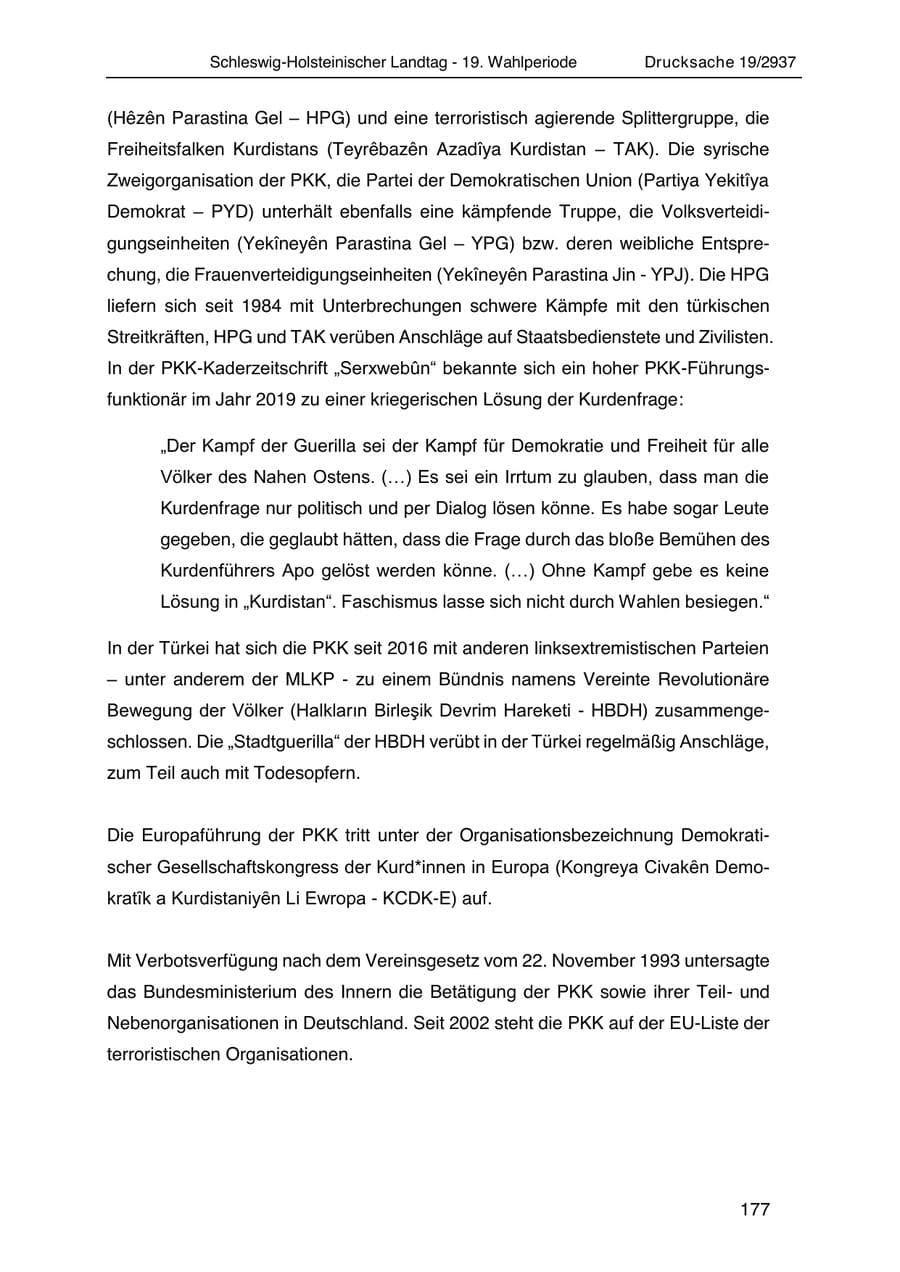 Seite 189 des Verfassungsschutzbericht 2020 Schleswig-Holstein