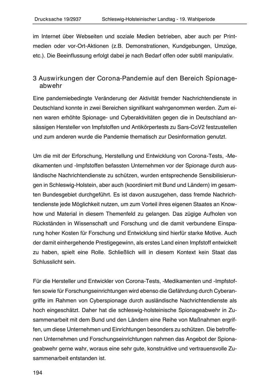 Seite 206 des Verfassungsschutzbericht 2020 Schleswig-Holstein