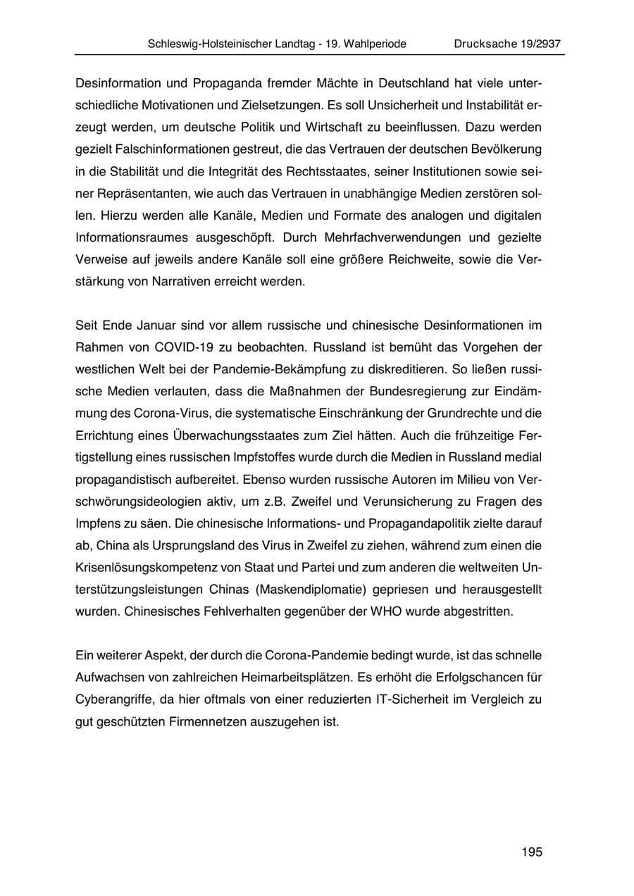 Seite 207 des Verfassungsschutzbericht 2020 Schleswig-Holstein