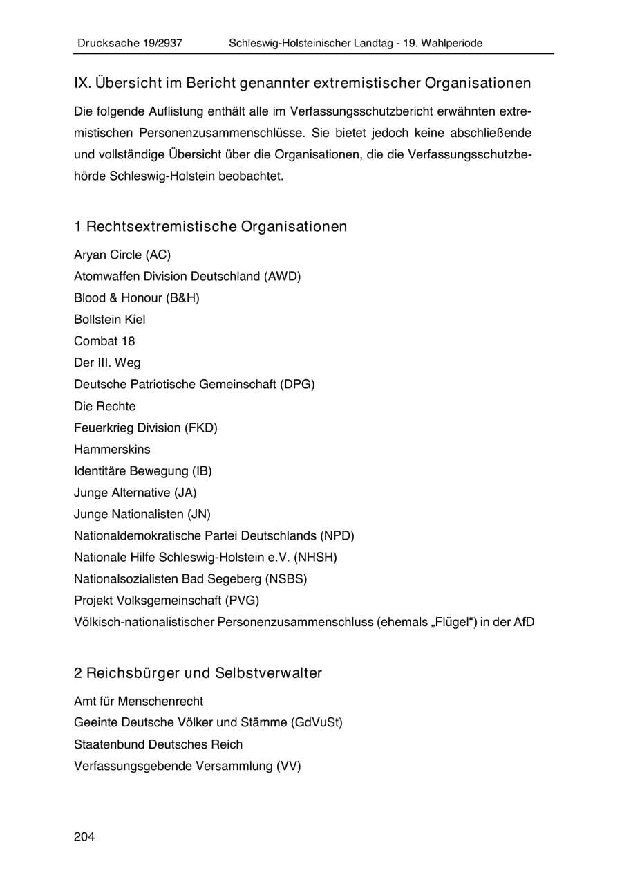 Seite 216 des Verfassungsschutzbericht 2020 Schleswig-Holstein