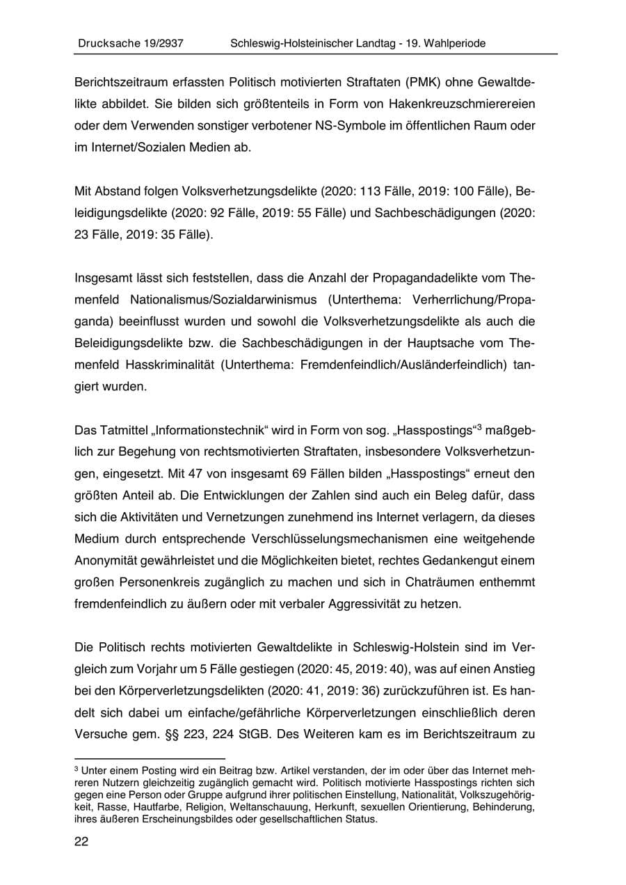 Seite 34 des Verfassungsschutzbericht 2020 Schleswig-Holstein