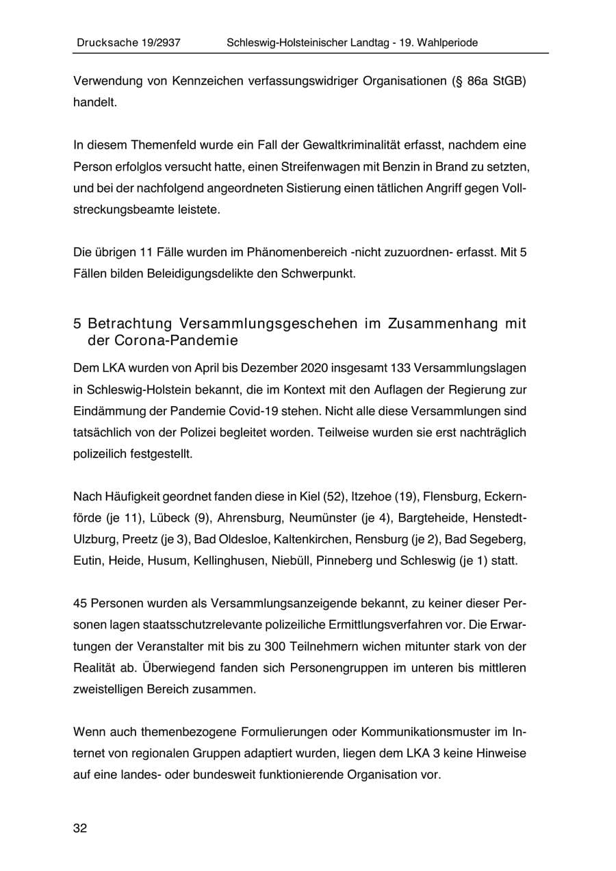 Seite 44 des Verfassungsschutzbericht 2020 Schleswig-Holstein