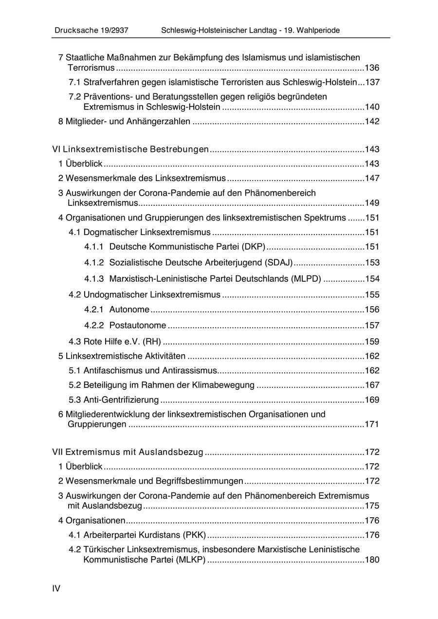 Seite 6 des Verfassungsschutzbericht 2020 Schleswig-Holstein