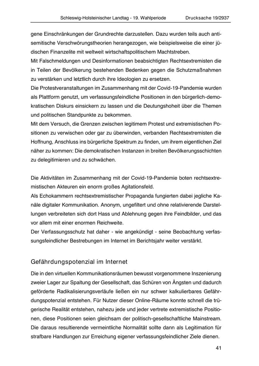 Seite 53 des Verfassungsschutzbericht 2020 Schleswig-Holstein