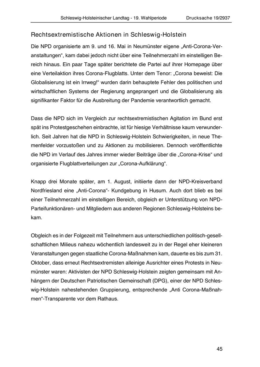Seite 57 des Verfassungsschutzbericht 2020 Schleswig-Holstein