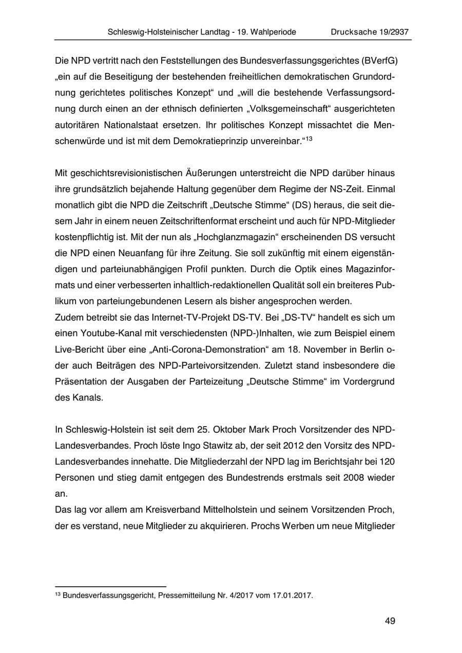 Seite 61 des Verfassungsschutzbericht 2020 Schleswig-Holstein