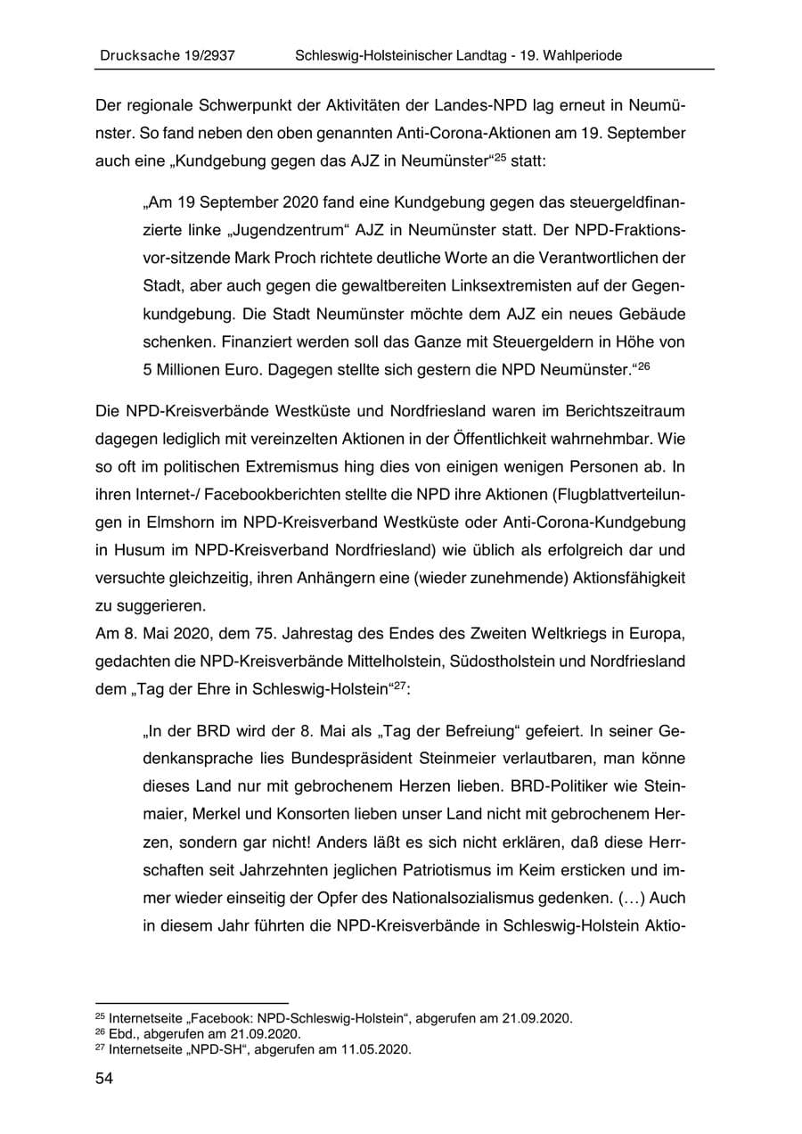 Seite 66 des Verfassungsschutzbericht 2020 Schleswig-Holstein