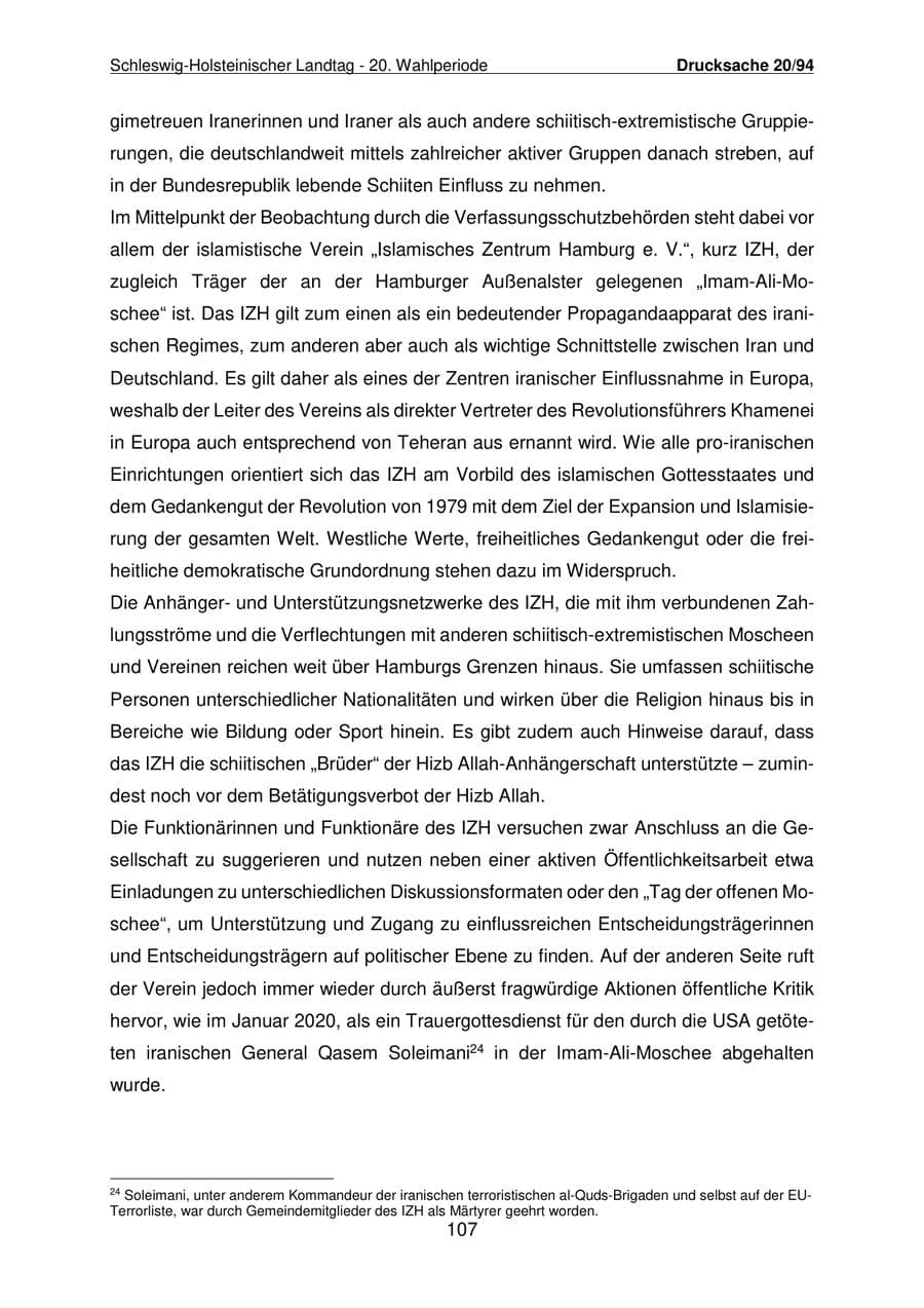 Seite 108 des Verfassungsschutzbericht 2021 Schleswig-Holstein