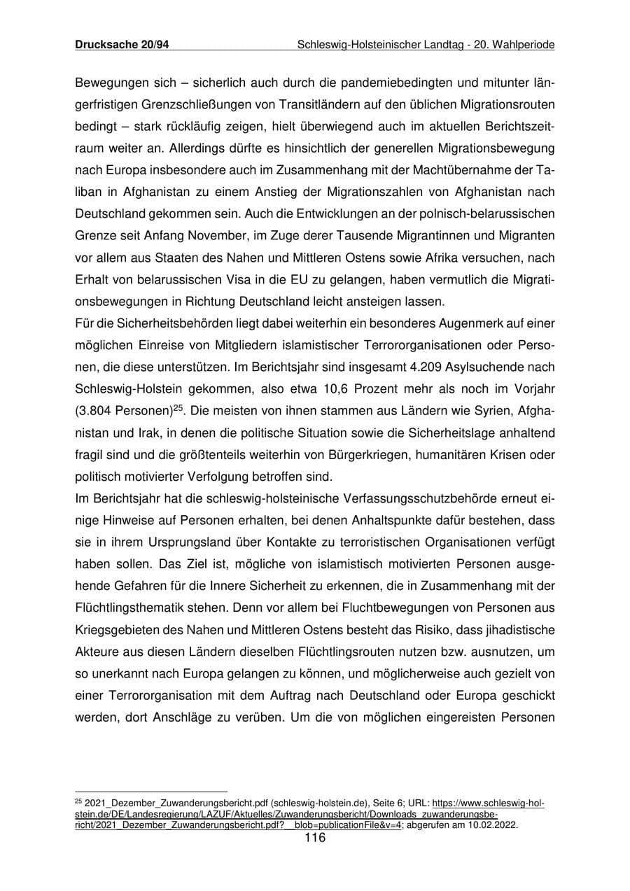 Seite 117 des Verfassungsschutzbericht 2021 Schleswig-Holstein