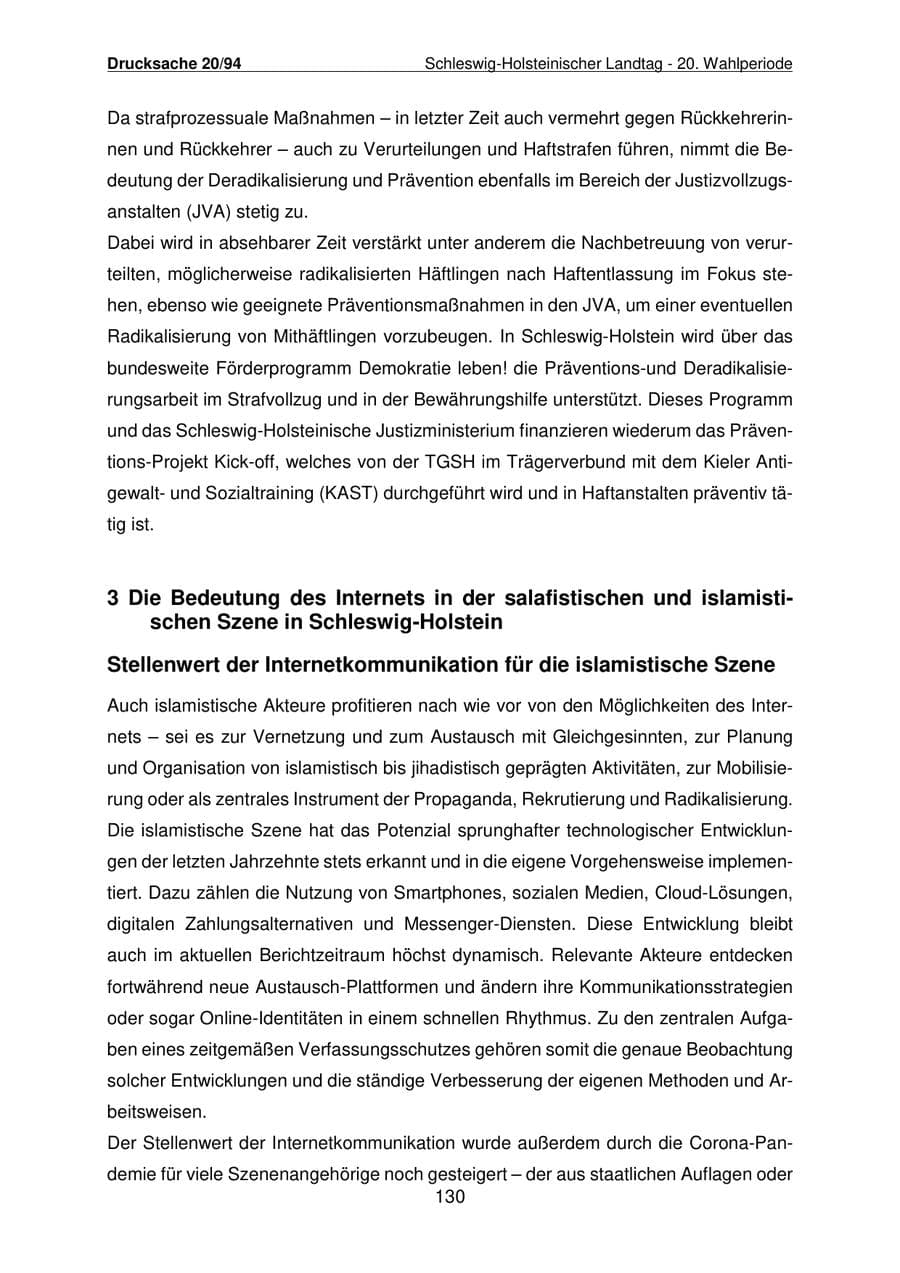 Seite 131 des Verfassungsschutzbericht 2021 Schleswig-Holstein