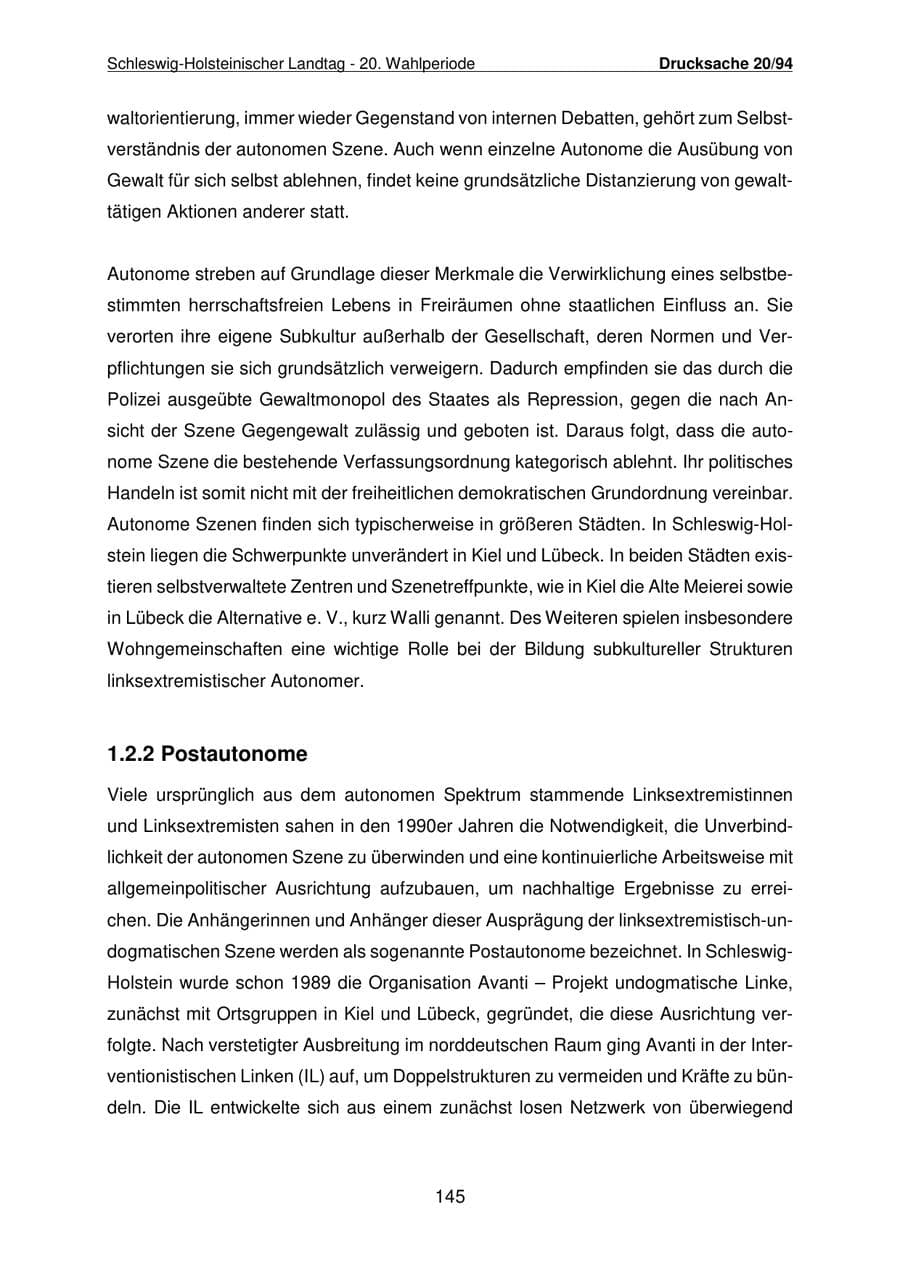 Seite 146 des Verfassungsschutzbericht 2021 Schleswig-Holstein