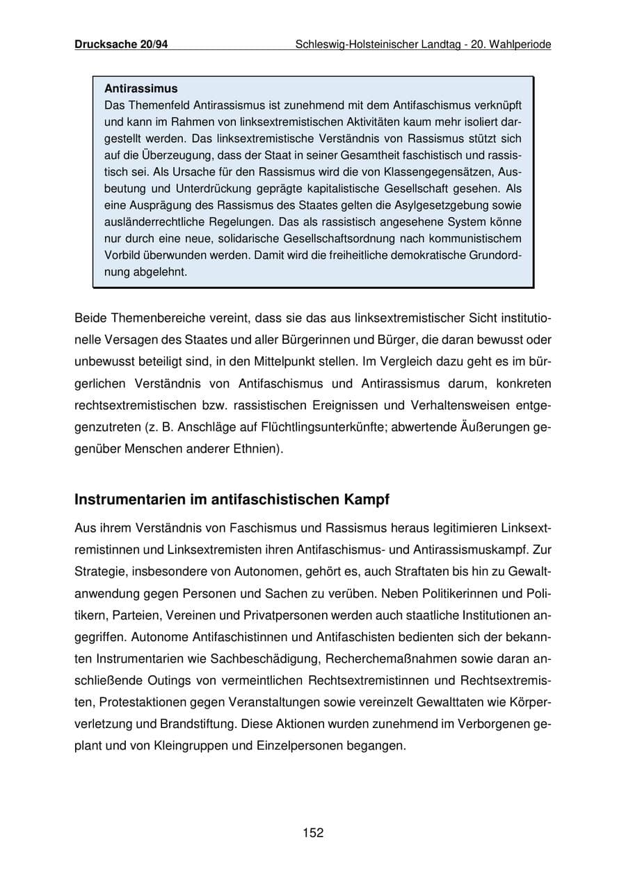 Seite 153 des Verfassungsschutzbericht 2021 Schleswig-Holstein