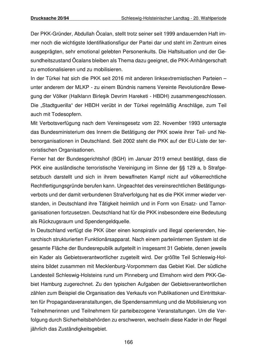 Seite 167 des Verfassungsschutzbericht 2021 Schleswig-Holstein