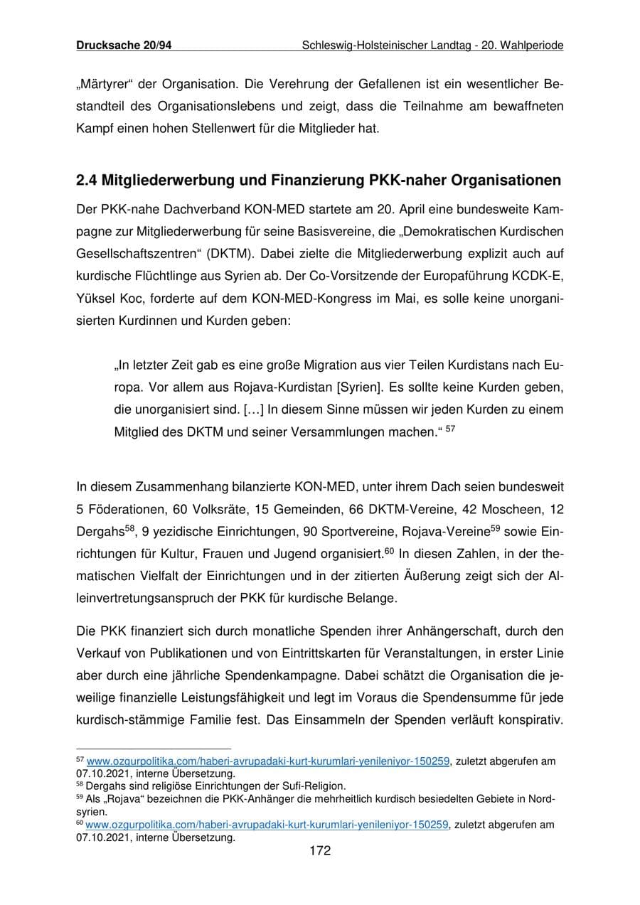 Seite 173 des Verfassungsschutzbericht 2021 Schleswig-Holstein