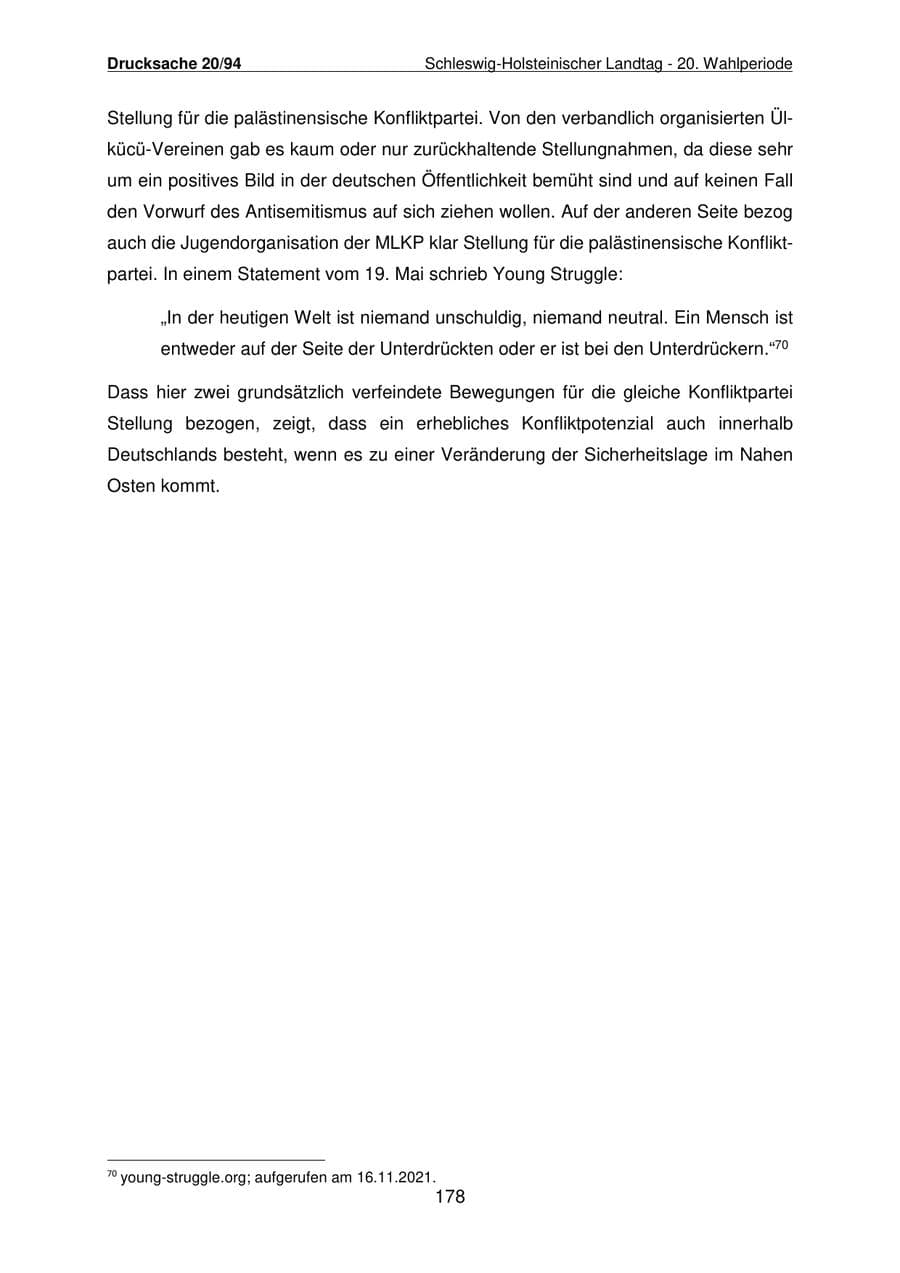 Seite 179 des Verfassungsschutzbericht 2021 Schleswig-Holstein