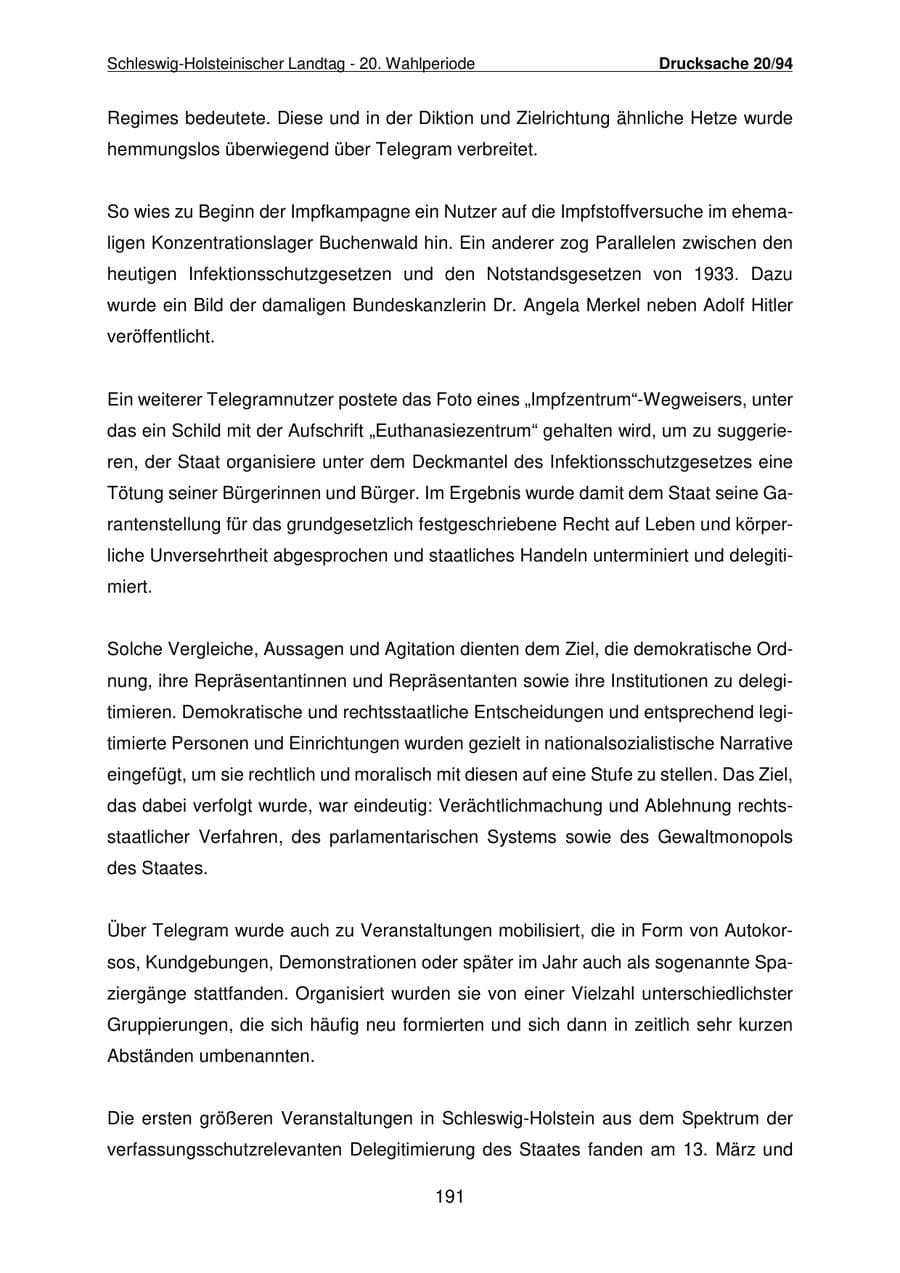 Seite 192 des Verfassungsschutzbericht 2021 Schleswig-Holstein